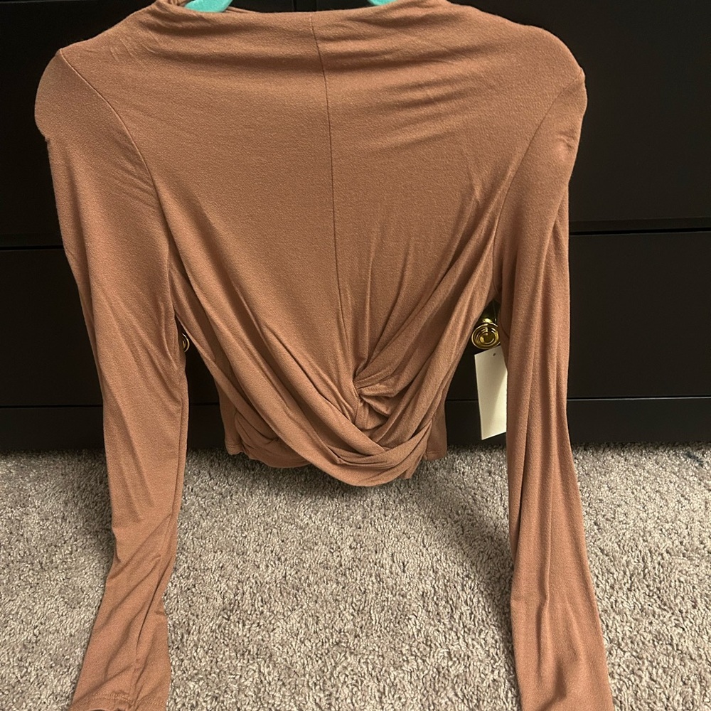 Elegant Brown Long Sleeve Top